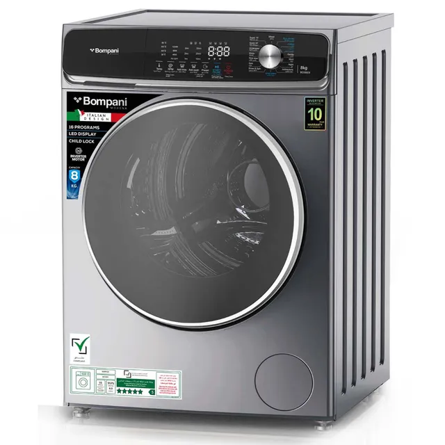 Bompani Front Load Washing Machine, 1200RPM, Silver