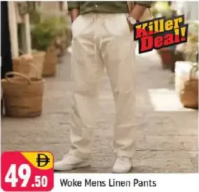 Woke بنطلون كتان رجالي