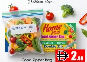 Home Plus Food Zipper Bag Double Zip