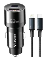 Levore 3 Port Car Charger with C Lightning Cable 63w