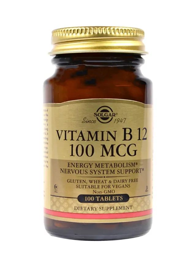 solgar Vitamin B12 100MCG, 100 Tablets, Supports Energy Metabolism, Non-GMO, Vegan, Gluten, Wheat & Dairy Free
