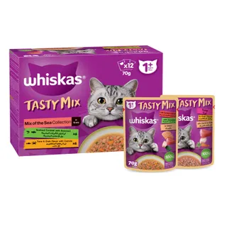 Whiskas Tasty Mix, Mix of the Sea Collection in Gravy, Wet Cat Food