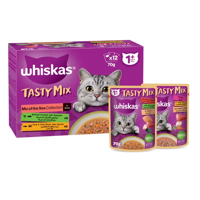 Whiskas Tasty Mix, Mix of the Sea Collection in Gravy, Wet Cat Food