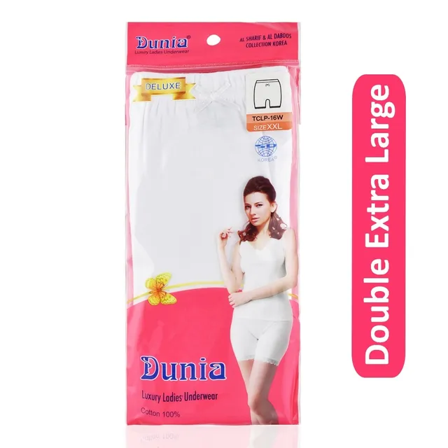 Dunia Deluxe Luxury Underwear High Pants for Women - White, Double Extra Large