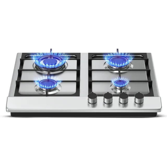 Nikai 4 Burner Gas Hob, Silver, NGH3005N