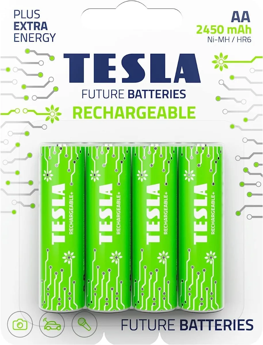 Tesla بطاريات قابلة للشحن AA Green+ 2400mAh - 4pcs