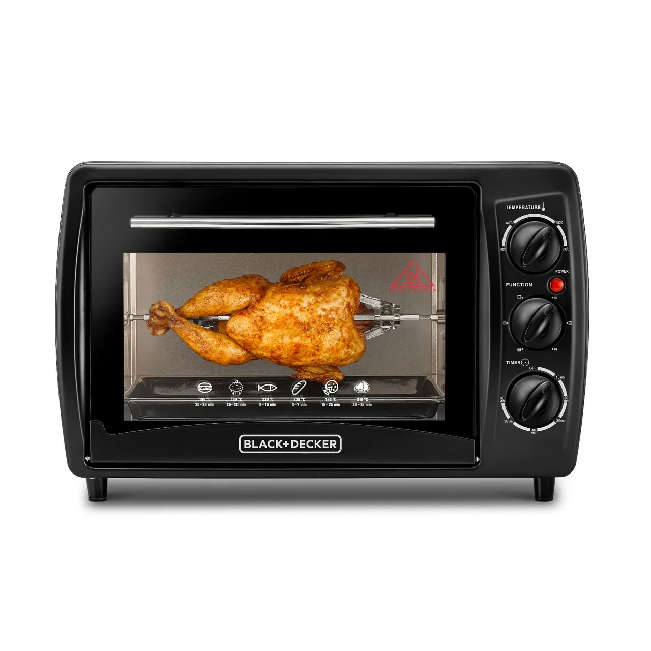 Black+Decker فرن تحميص مع زجاج مزدوج وشواية دوارة TRO19RDG-B5 أسود