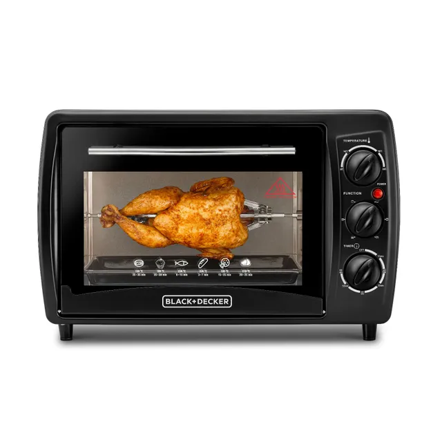 Black+Decker Toaster Oven With Double Glass And Rotisserie TRO19RDG-B5 Black