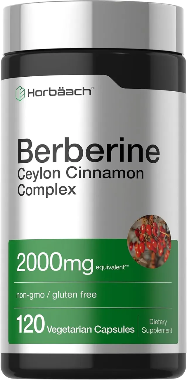 Horbäach Horbaach Berberine Plus Ceylon Cinnamon, 2000mg, 120 Veggie Capsules, Vegetarian, Non-Gmo & Gluten Free Supplement, Berberine Complex