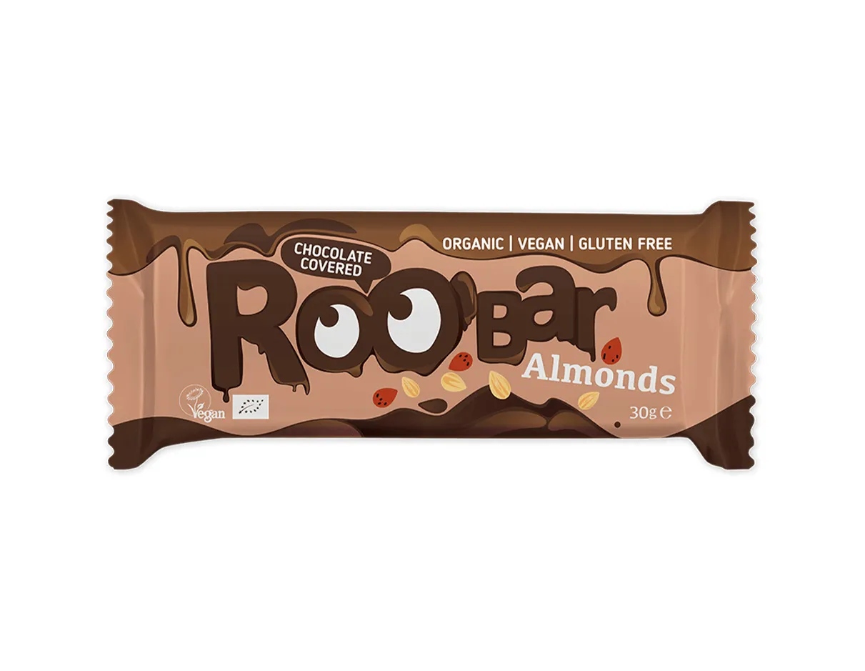 Roobar لوح لوز عضوي مغطى بالشوكولاتة، خال من الغلوتين، نباتي