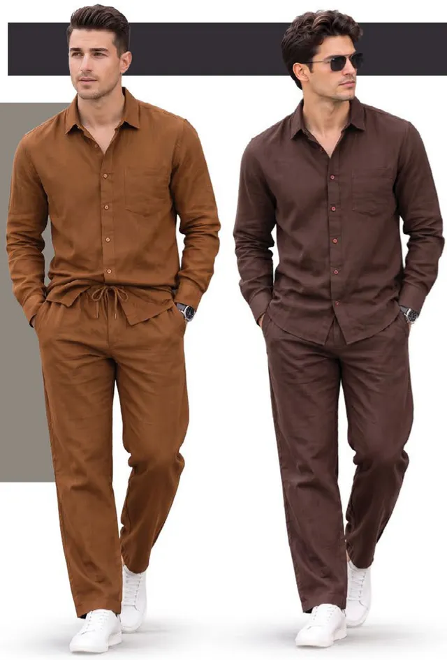 Canopus Men's Linen Blend Shirt/Linen Blend Trousers Assorted