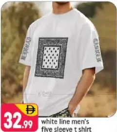 white line Mens Fivesleeve T Shirt