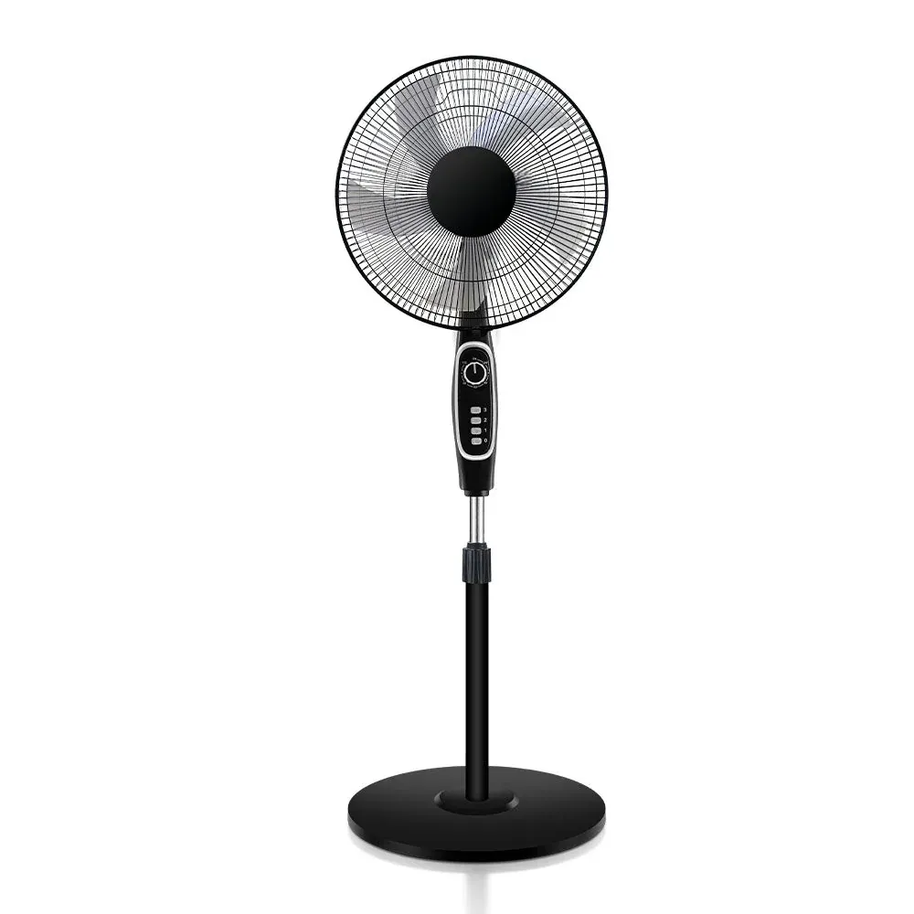 zentree مروحة ستاند 16 بوصة 60W بمحرك نحاسي، تدفق هواء قوي 5 شفرات، تحكم 3 سرعات، مؤقت 1 ساعة، ارتفاع قابل للتعديل، تذبذب واسع، مروحة تبريد هادئة وموفرة للطاقة – أسود