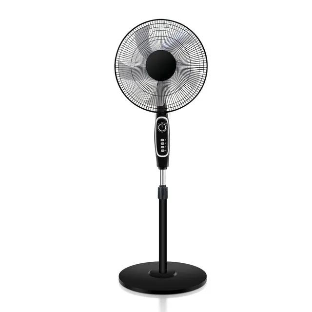 zentree Stand Fan 16 Inch 60W with Copper Motor, 5-Blade Powerful Airflow, 3-Speed Control, 1-Hour Timer, Adjustable Height, Wide Oscillation, Quiet & Energy-Efficient Cooling Fan – Black