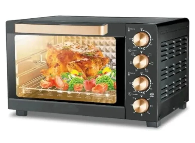 Velnora Electric Oven Toaster with Convection Fan & Rotisserie, 2800W Multi-Function Countertop Oven for Baking, Grilling & Roasting, 7 Functions, 70–250°C Temperature Control