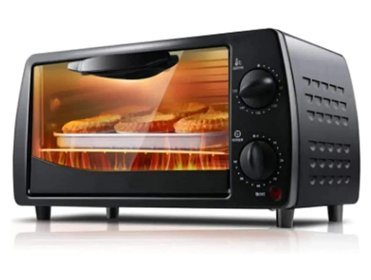 Velnora فرن تحميص كهربائي صغير 650W للطاولة للخبز والتحميص والشواء مع ترموستات قابل للتعديل، إذابة تجميد، مفتاح عنصر التسخين ونافذة عرض
