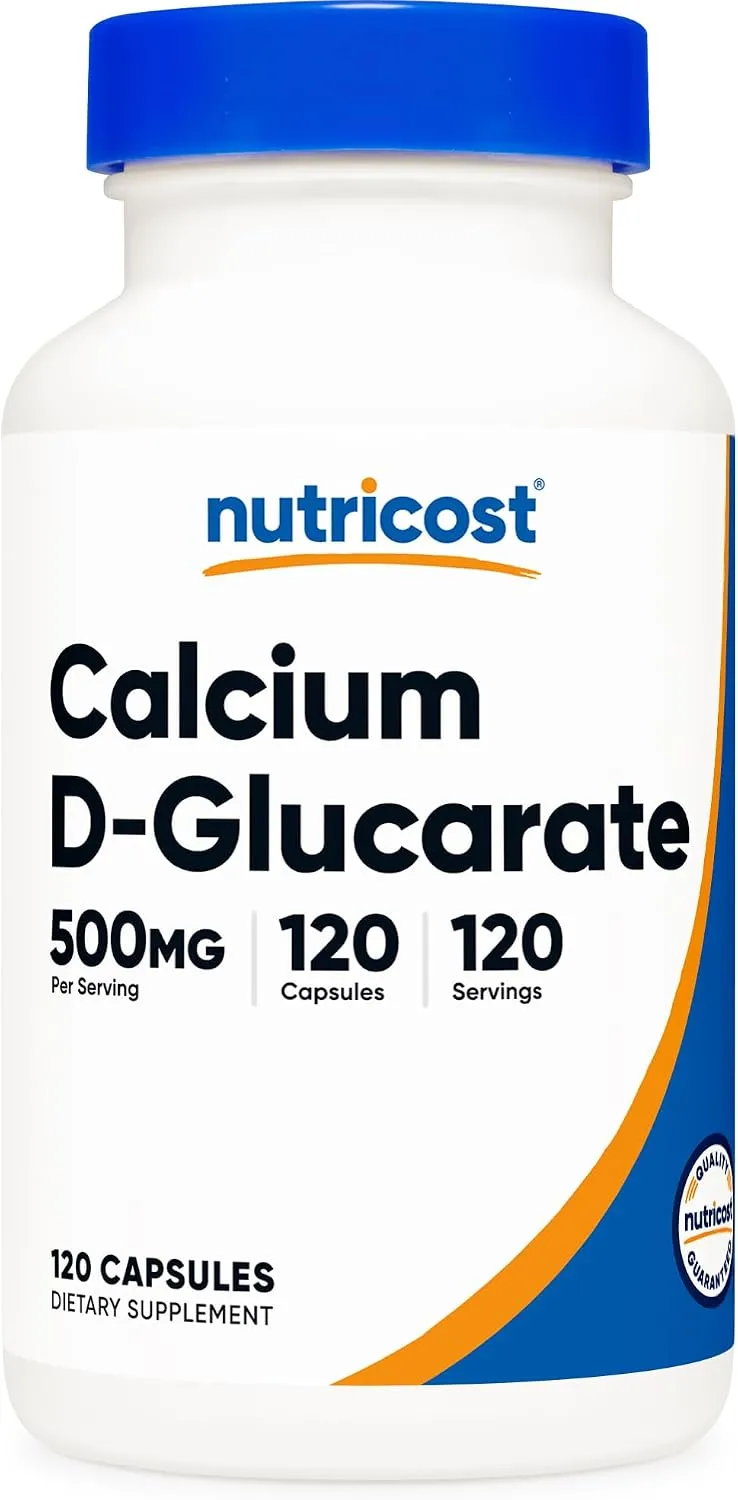 Nutricost كالسيوم دي-جلوكارات 500mg خالٍ من الغلوتين وغير معدل وراثيا مناسب للنباتيين، 120 كبسولة