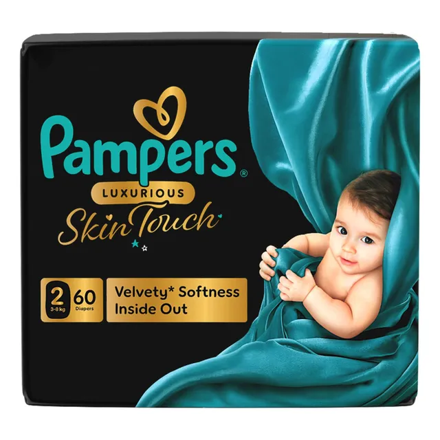 Pampers Luxurious Skin Touch Taped Diapers, Size 2 (3- ), 60 Count