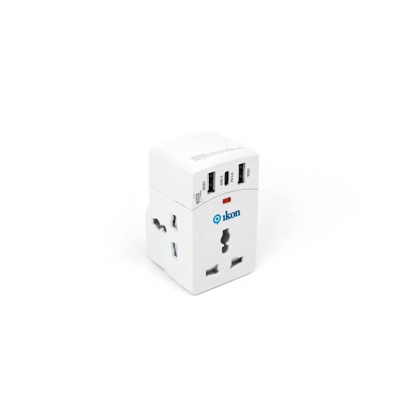 Ikon محول 3 منافذ مع 2 منافذ USB-A و1 منفذ USB-C، IK-301MPU