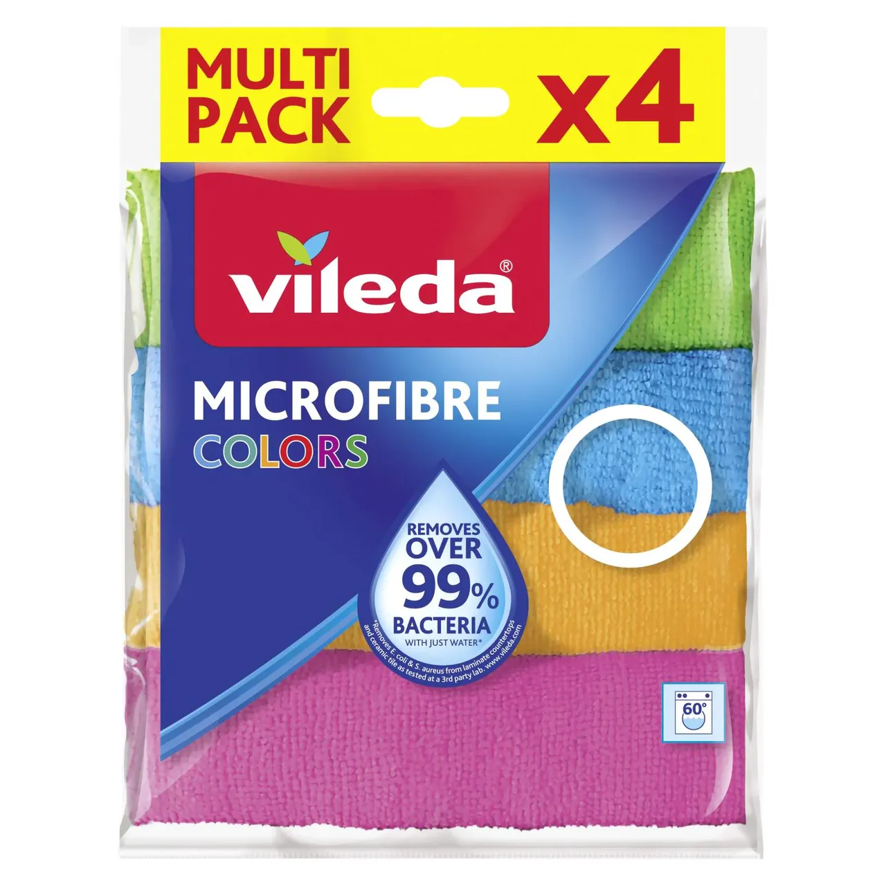 Vileda قطعة قماش تنظيف مايكروفايبر متعددة الألوان 4 PCS