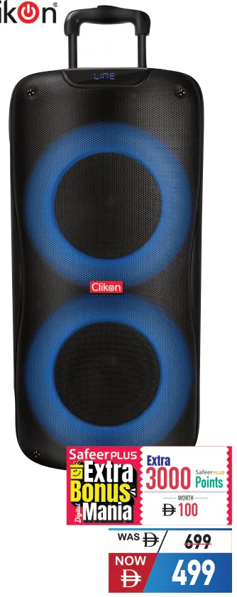 ClikOn Rechargeable Max-Vibe Party Box 100w, Usb, Sd, Fm, Bt, Mic, CK874