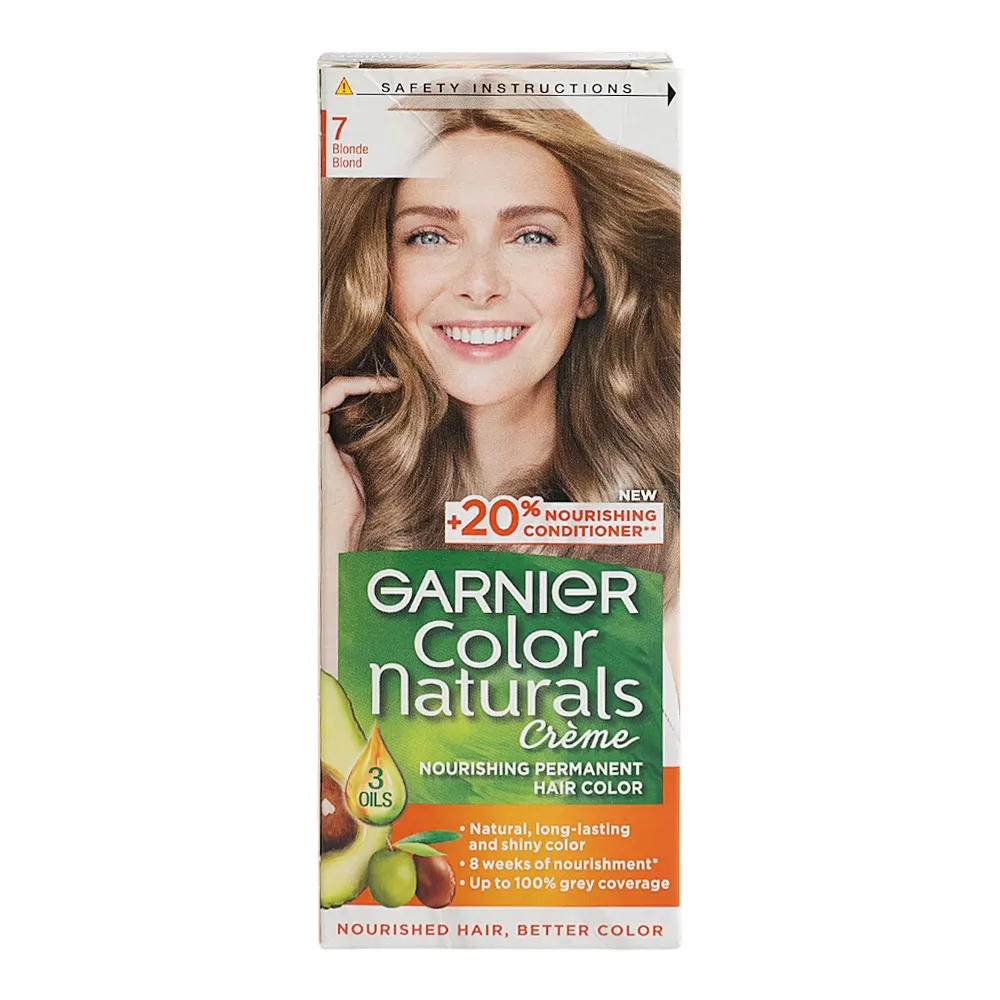Garnier Color Naturals كريم صبغة شعر دائمة مغذية، 7 أشقر