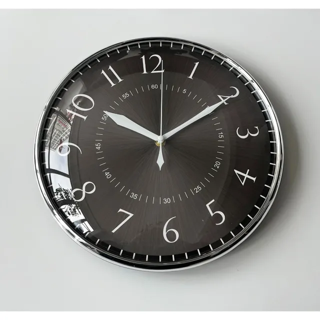 Maple Leaf Home Dome Glass Wall Clock, 30 cm, Grey, BPR1311G