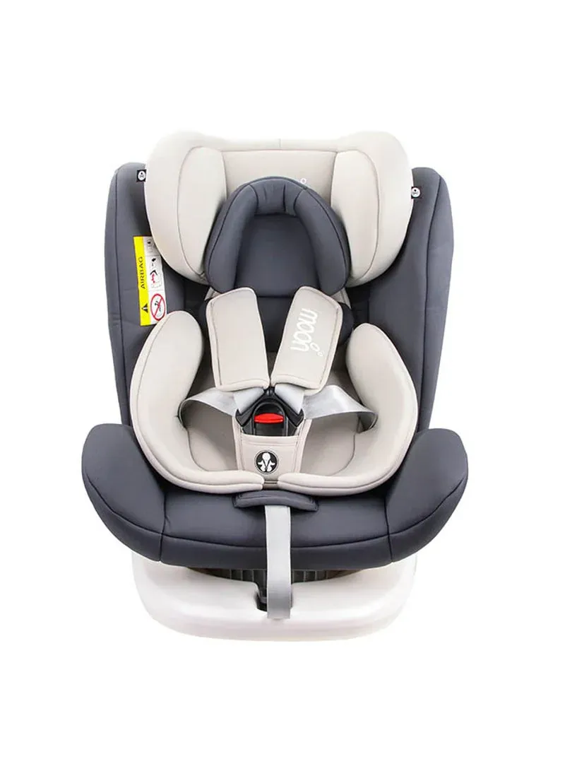 moon مقعد سيارة للأطفال Gyro للمجموعة 0+/1/2/3 (0- /0-12 سنة) مع Isofix وحزام علوي ودوران 360°، رمادي
