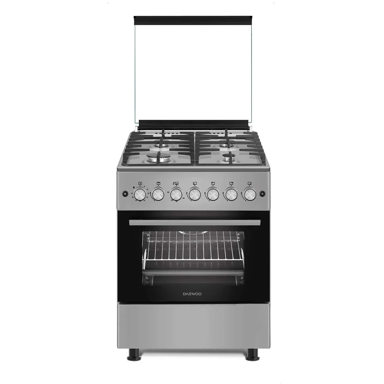 Daewoo طباخ غاز 60cm DGC-S664MSS ستانلس ستيل 4 شعلات مع فرن غاز وشواية