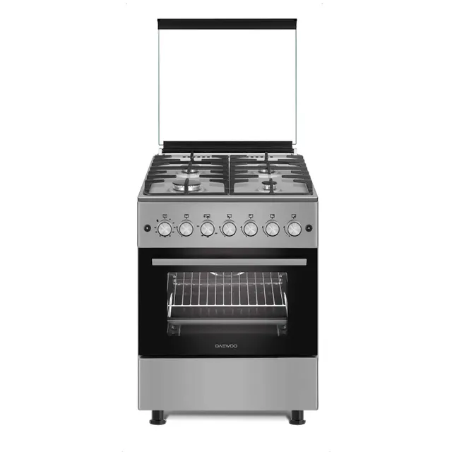 Daewoo 60cm Gas Cooker DGC-S664MSS Stainless Steel 4 Burner with Gas Oven and Grill