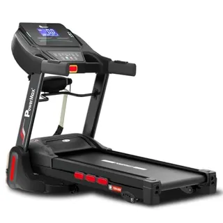 Powermax Fitness جهاز مشي Tdm-96M 4Hp DC للمنزل، سرعة قصوى 14Km/Hr، انحدار يدوي 4 مستويات، بلوتوث للتطبيق، مكبر صوت، MP3، مدلك، جهاز كارديو قابل للطي، شاشة LCD