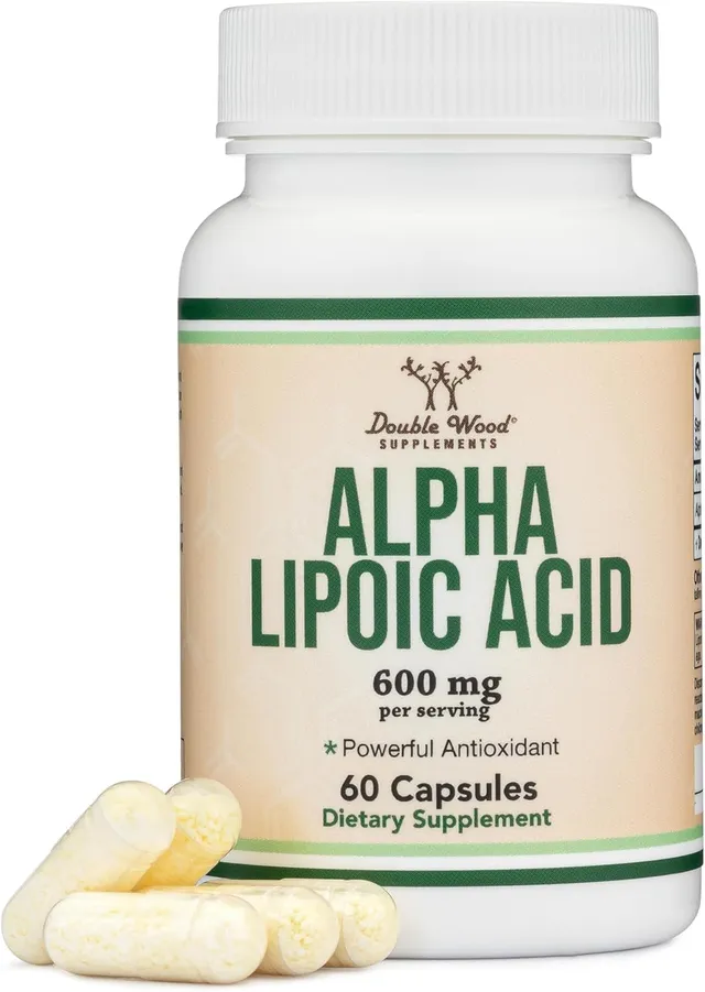 Double Wood Supplements Alpha Lipoic Acid 600mg Per Serving, 60 Capsules (Third Party Tested, Non-Gmo, Gluten Free, Vegan Safe) Potent Antioxidant For Neuropathy And Cardiovascular Health