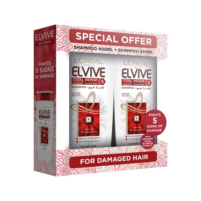 L'Oréal Elvive Shampoo Repair 400Mlx2Pcs