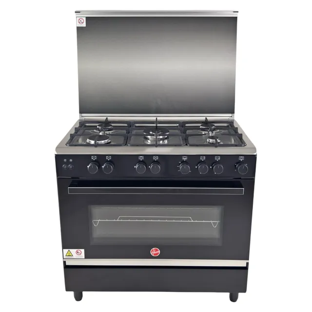 Hoover 90cm Gas Cooker HGC-G95G-RB, Black, 5 Burners