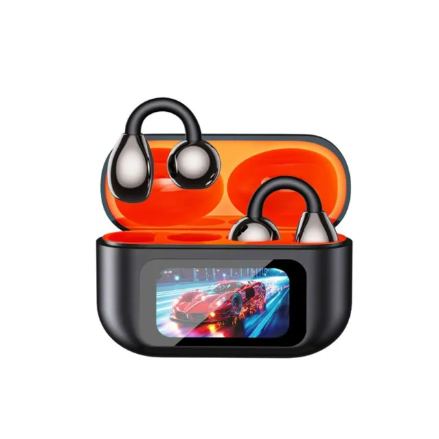 Trands Multi-Mode Display Open-ear Clip-on True Wireless Earbud, Black, TR-TWS-T8