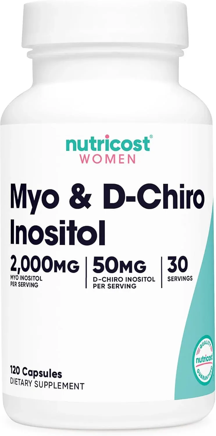Nutricost مايو إينوزيتول وD-Chiro إينوزيتول للنساء 2000mg، 50mg D-Chiro لكل حصة، 120 كبسولة، 30 حصة
