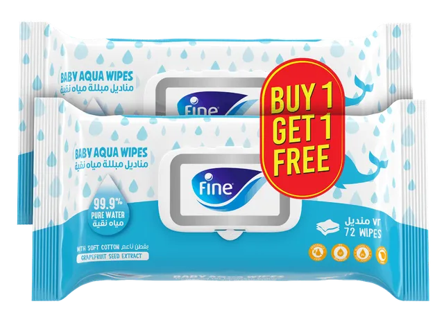 Fine Baby Aqua Wipes - 2 x 72's