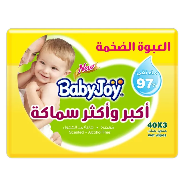 Babyjoy Thick And Larger Wet Wipes - 3 x 40 shts