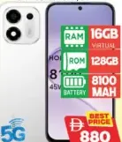 Honor X7E Plus بشبكة 5G، ذاكرة رام افتراضية 16GB، ذاكرة تخزين 128GB، بطارية 8100mAh