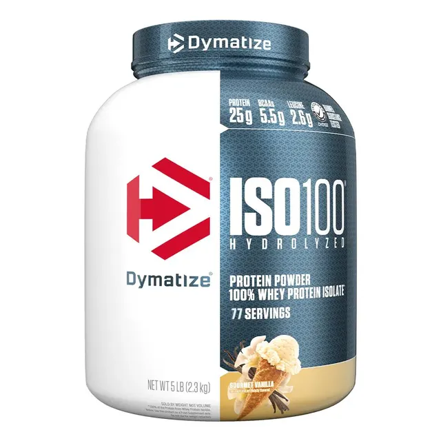 Dymatize ISO 100 Hydrolyzed whey protein isolate, Gourmet Vanilla, 5 LB