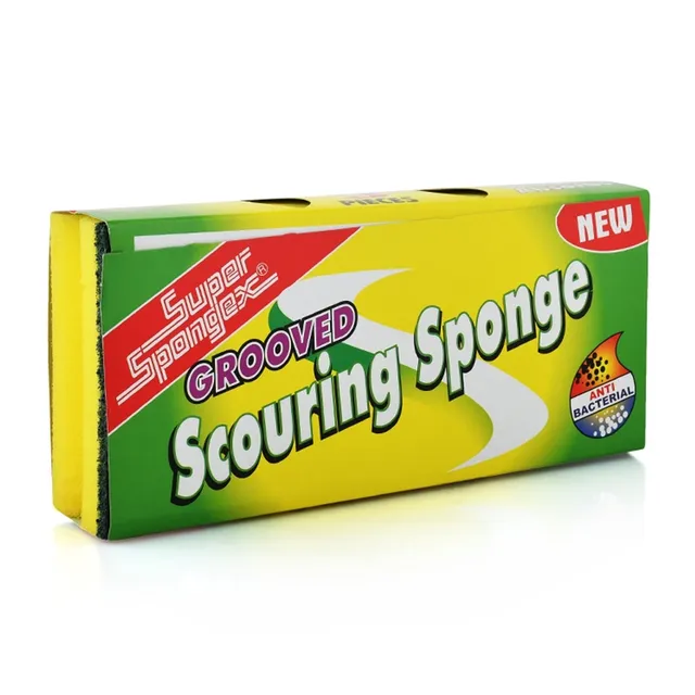 Super Spongex Super Sponge Grooved Scouring Sponge - Yellow/Green