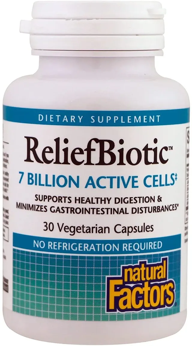 natural factors ReliefBiotic Ib Probiotic 7 Billion CFU, 30 Veg Capsules