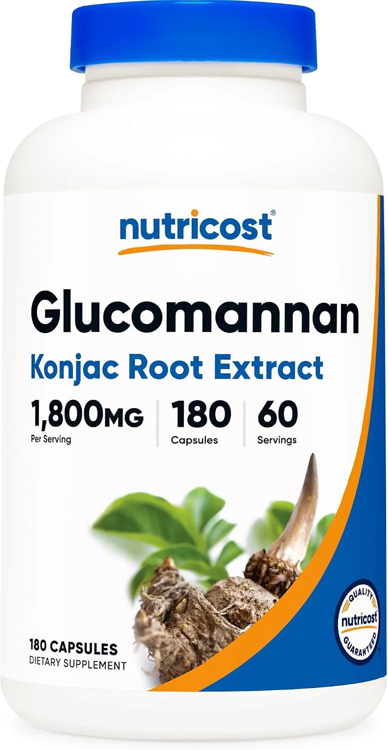 Nutricost جلوكومانان 1,800mg لكل حصة، 180 كبسولة