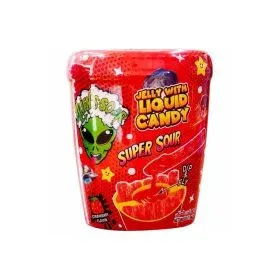 Alien'S Sour جيلي بنكهة الفراولة الحامضة مع حلوى سائلة Aliens