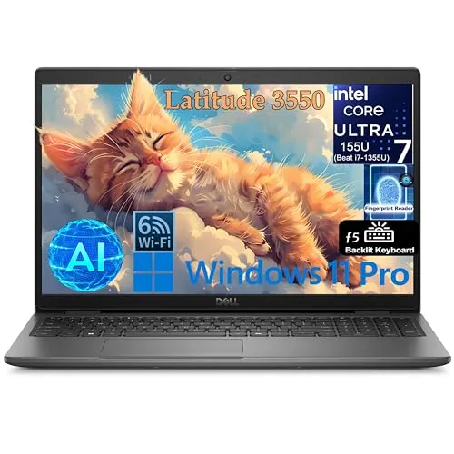 Dell Latitude 3550 15 156 FHD Business AI Laptop Computer Intel 12Core Ultra 7 155U Beat i71355U 16GB DDR5 RAM 512GB PCIe SSD WiFi 6 BT 53 Backlit KB Fingerprint Reader Windows 11 Pro