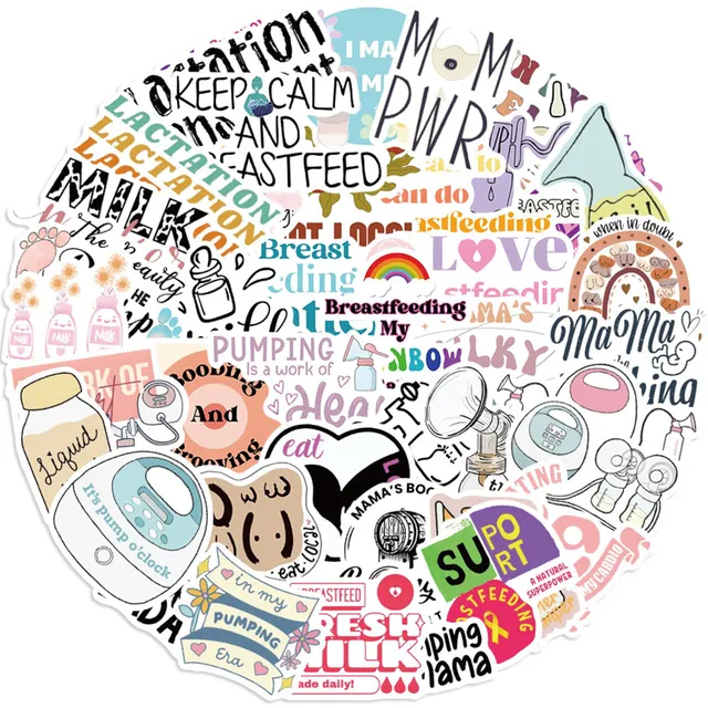 Generic 50 Pieces Mom Stickers for Women, Breast-Feeding Waterproof Vinyl Decal for Adult Laptop Skateboard Water Bottle Phone Case Guitar Laptop (Breast-Feeding