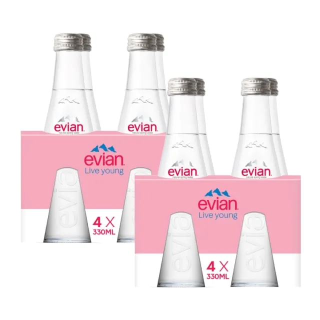 Evian Natural Mineral Water Glass