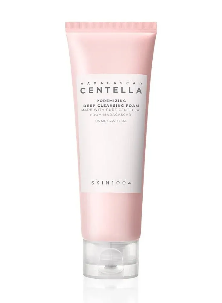 skin1004 رغوة تنظيف عميق Madagascar Centella للمسام 4.22 Fl.Oz، تزيل الشوائب التي تسد المسام Pink