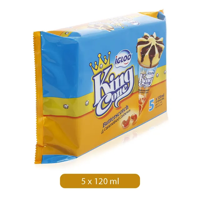 Igloo King Kone Butter Scotch Ice Cream 120Mlx5Pcs