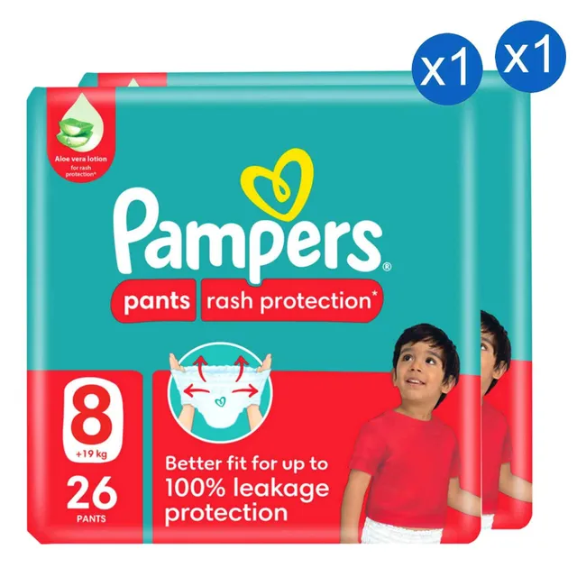 Pampers Pants Rash Protection, Size 8, +, 26 Diapers
